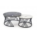 Комплект HALMAR FLAMINGO (2 стола журнальных) черный мрамор/белый мрамор/черный